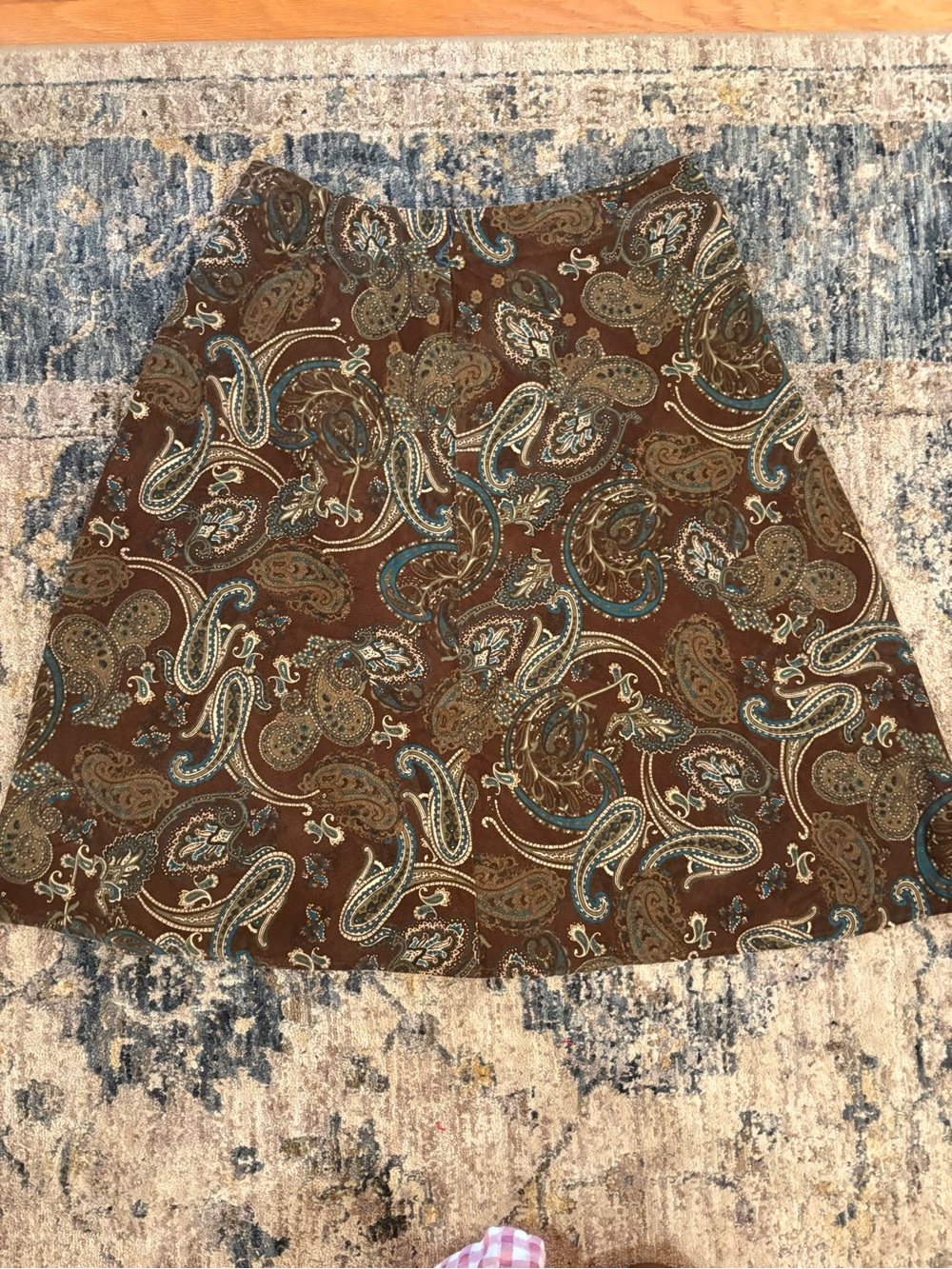 St John’s Bay Y2K Paisley Corduroy Skirt Womens 6 Brown Teal Boho Whimsigot